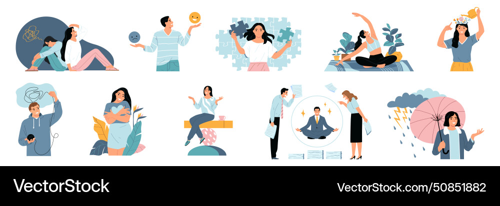 Mental health set Royalty Free Vector Image - VectorStock