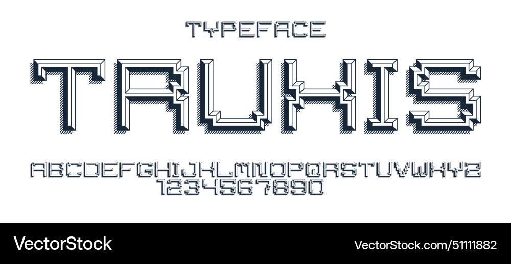 Minimal geometric cyberpunk font with facet Minimal geometric cyberpunk font with facet vector image
