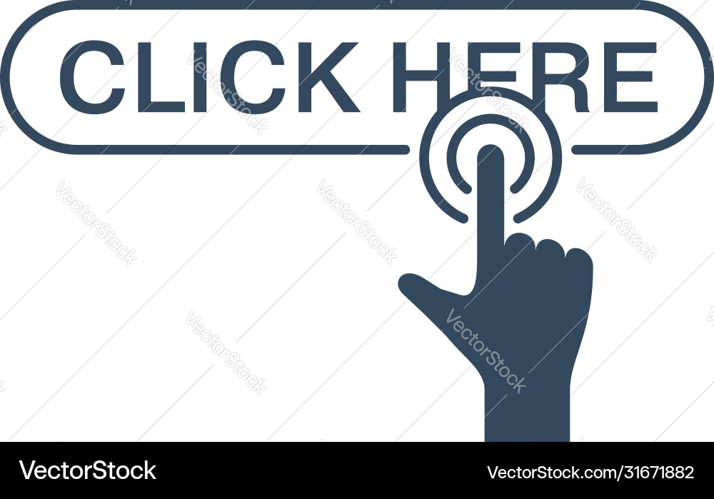 Monochrome Click Here Button vector image