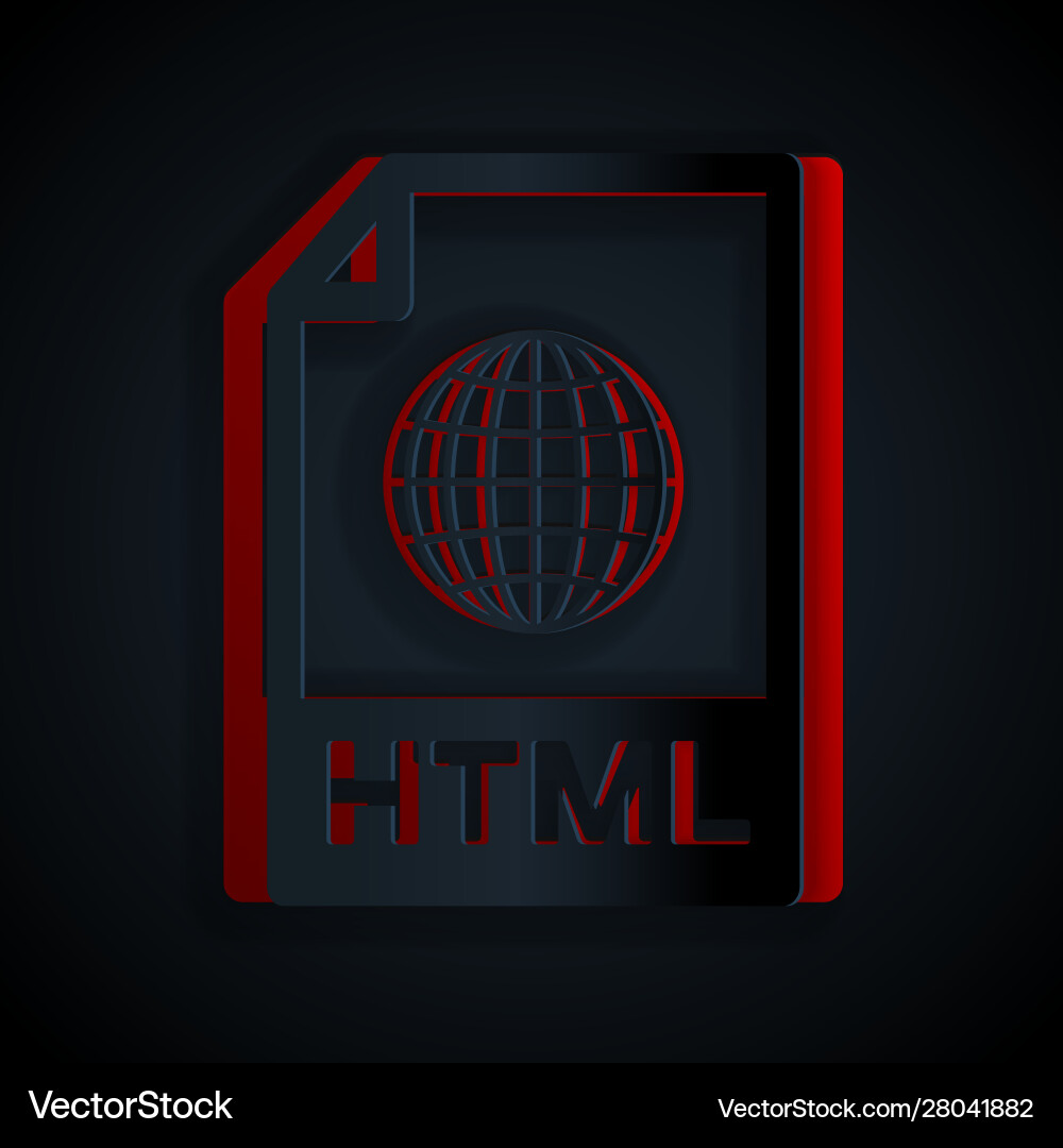 Paper cut html file document download button Paper cut html file document download button vector image
