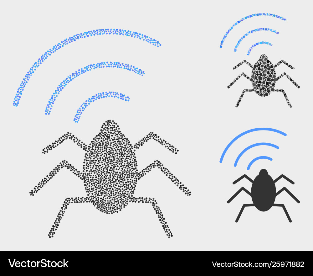 Pixelated radio bug icons Pixelated radio bug icons vector image
