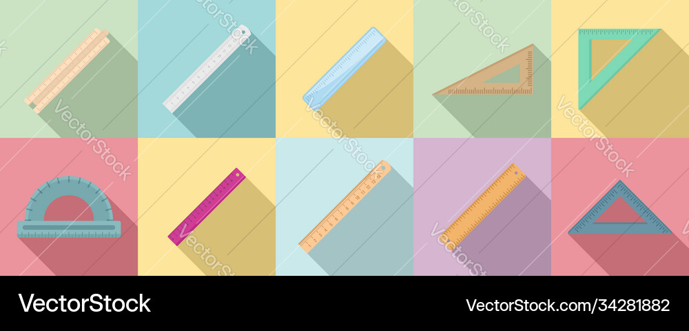 Ruler icons set flat style Ruler icons set flat style vector image