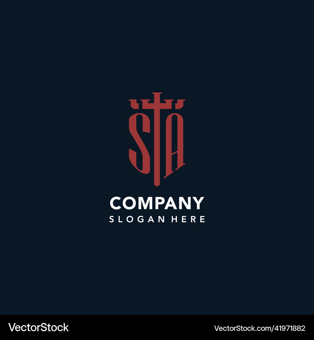 Sa initial monogram logos with sword and shield vector image