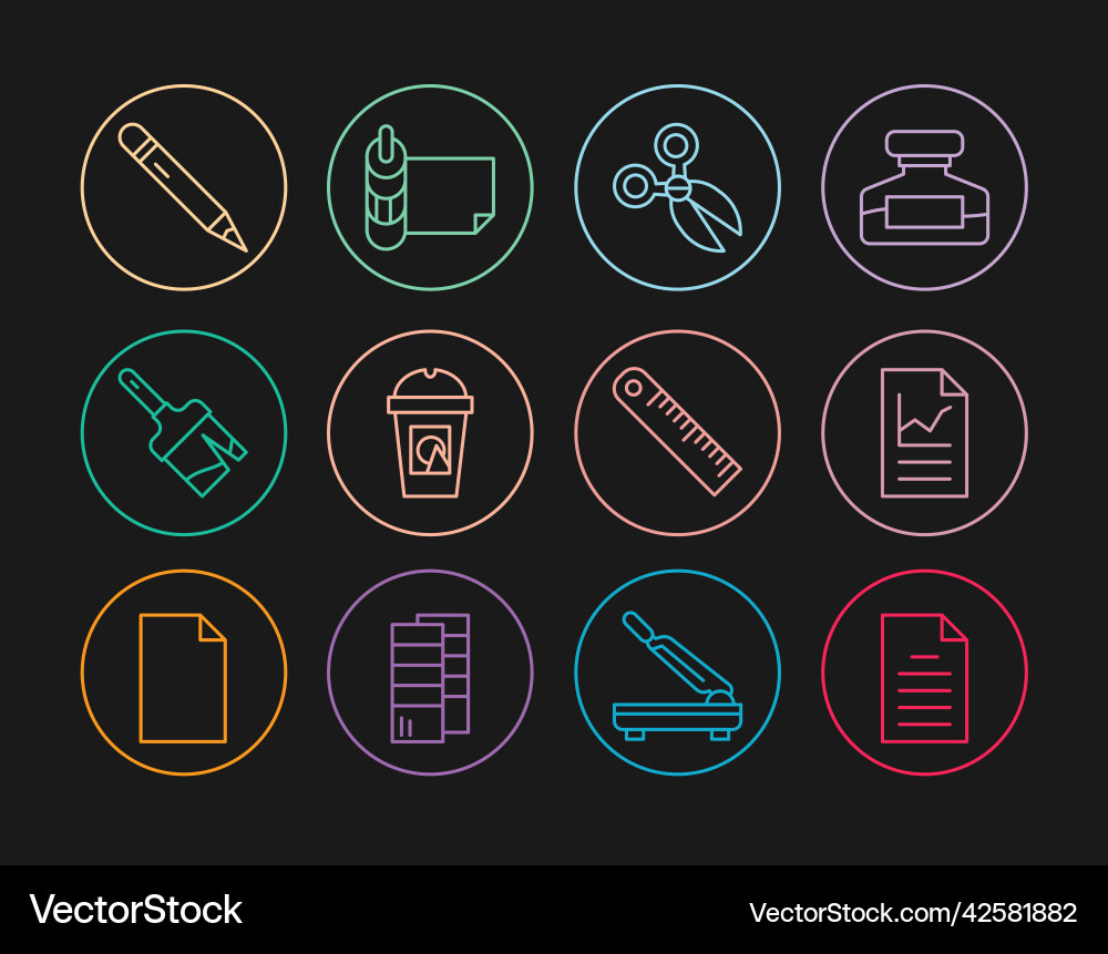 Set line file document with graph chart Set line file document with graph chart vector image