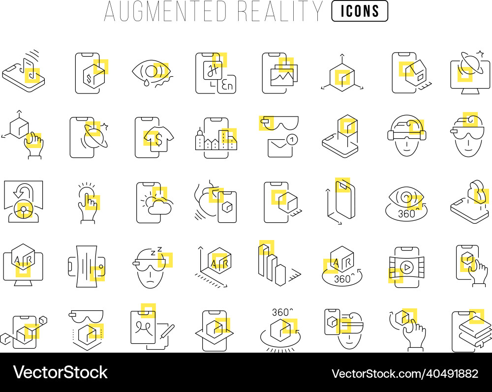 Set of linear icons augmented reality Set of linear icons augmented reality vector image