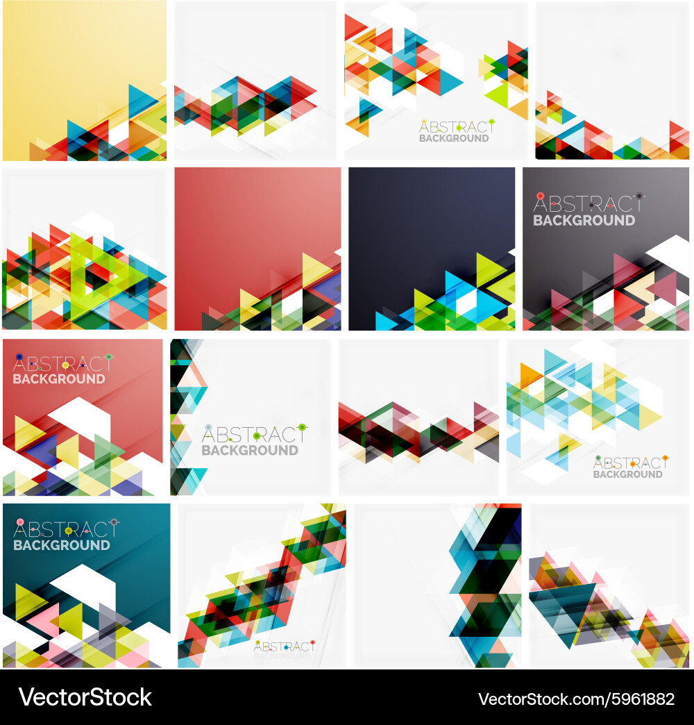 Set of triangle geometric abstract backgrounds vector image