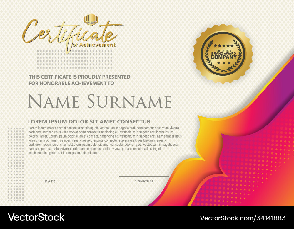 Certificate template with dynamic and futuristic Certificate template with dynamic and futuristic Vector Image