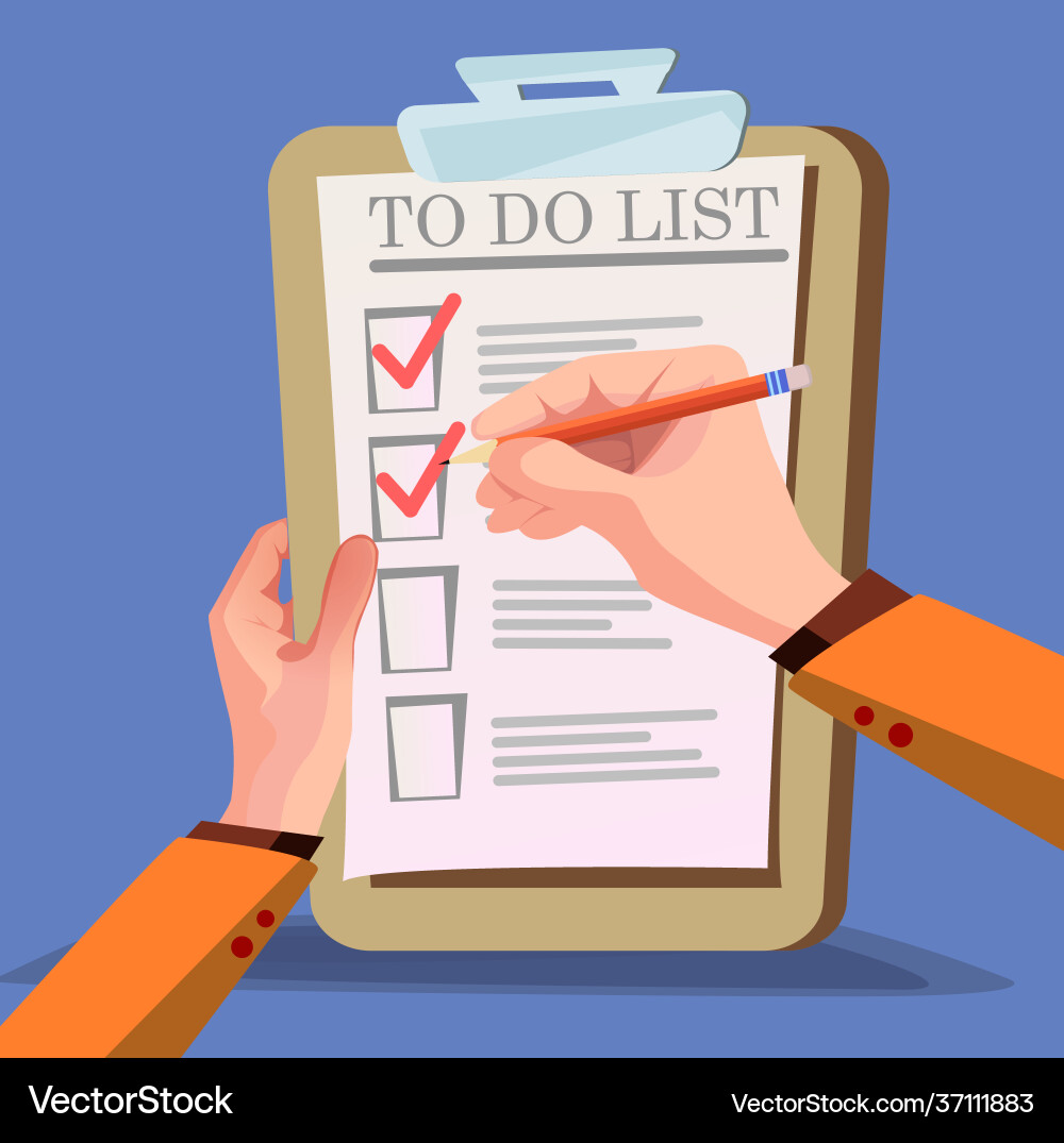 Checking on to do list top view Vector Image