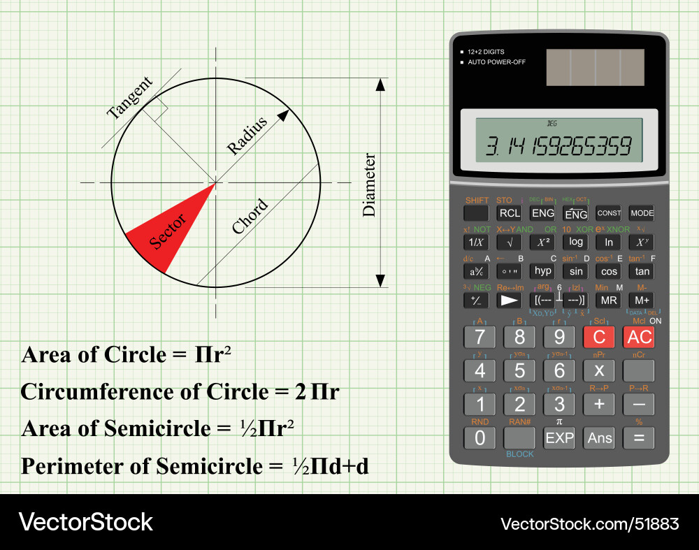 Circle Geometry and Calculations vector image