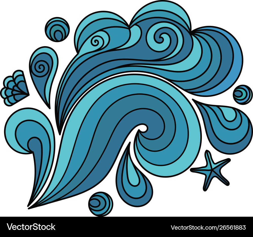 Color image a sea wave on white background Color image a sea wave on white background vector image