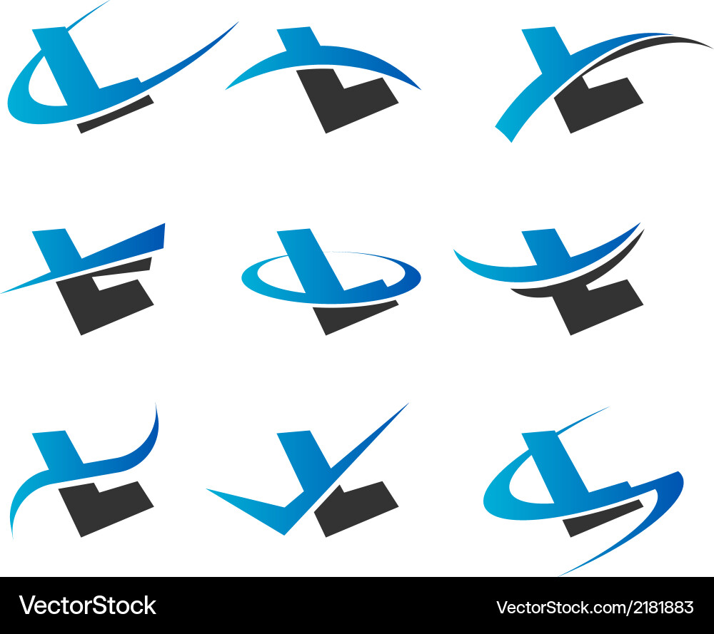 Dynamic L Swirl Logo Icons vector image