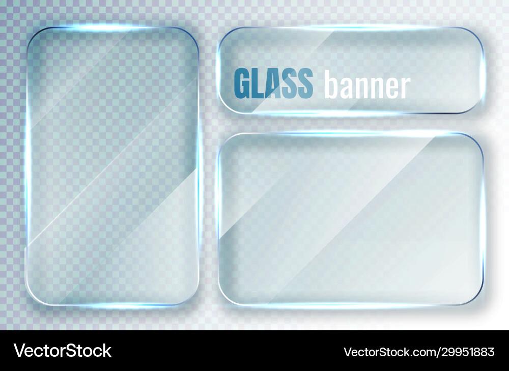 Glass plates set banners on transparent Glass plates set banners on transparent vector image