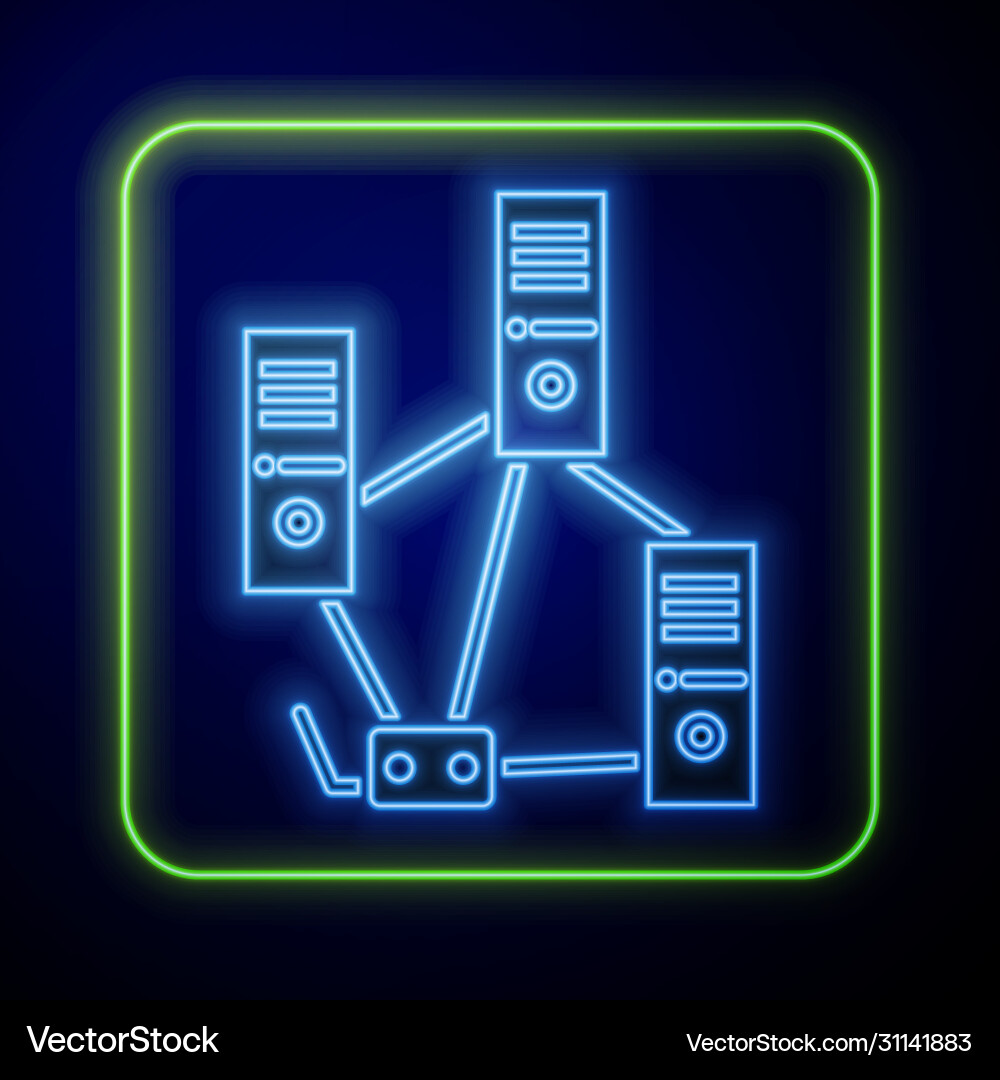 Glowing neon computer network icon isolated Glowing neon computer network icon isolated vector image