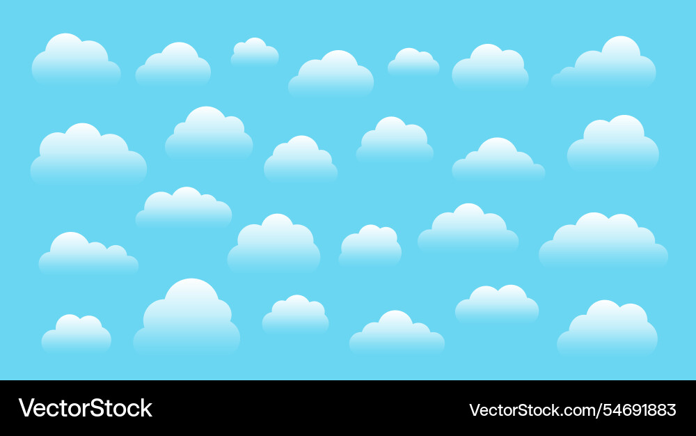 Gradient cloud transparency cumulus weather set Gradient cloud transparency cumulus weather set vector image