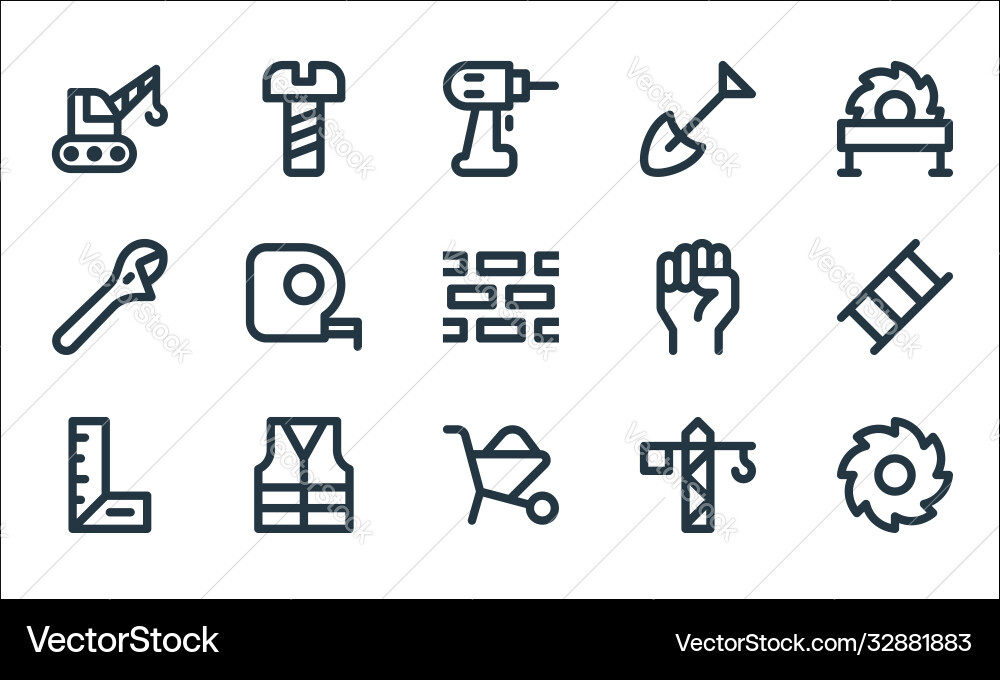Labour day line icons linear set quality Labour day line icons linear set quality vector image