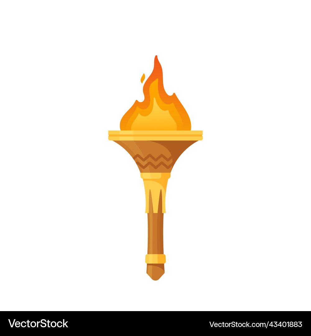 Medieval torch isolated game asset ancient vector image