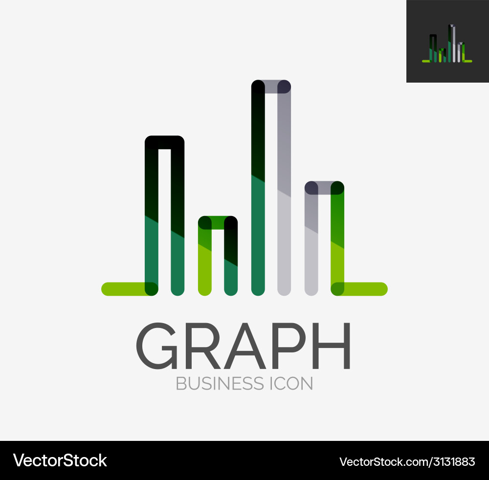 Minimal line design logo chart graph icon Vector Image