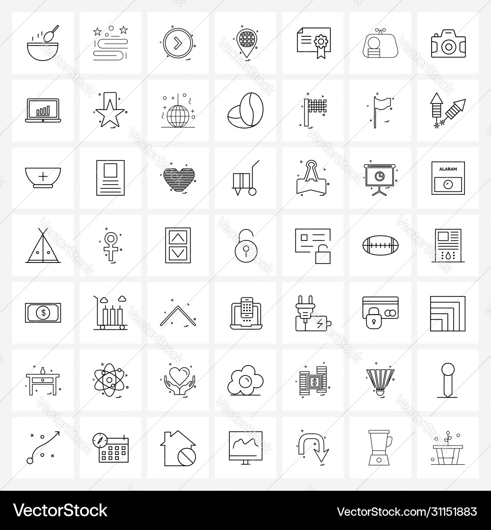 Modern style set 49 line pictograph grid based vector image