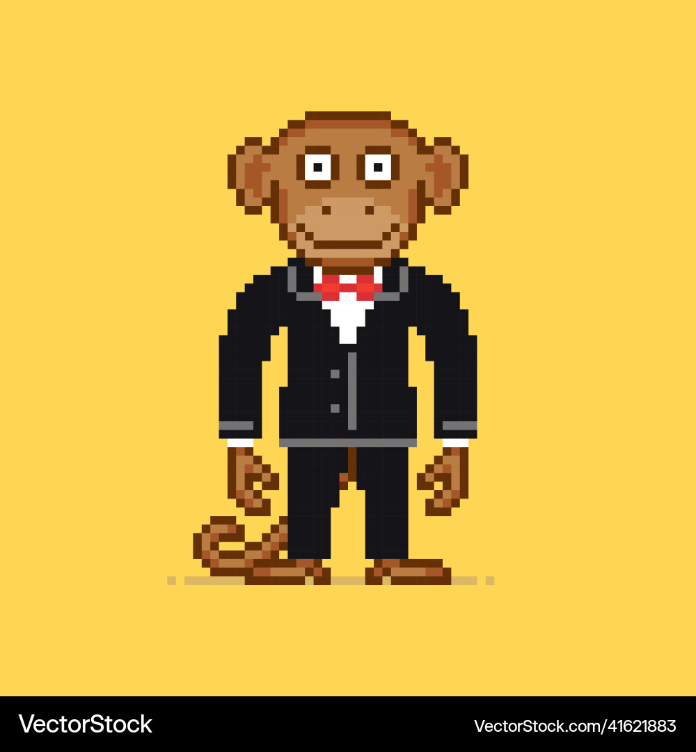 Monkey character in pixel art design vector image