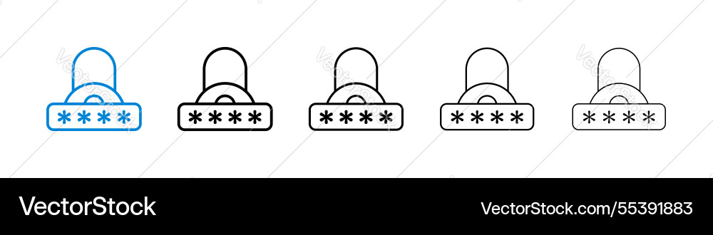 Password icons in five different stroke sizes Password icons in five different stroke sizes vector image