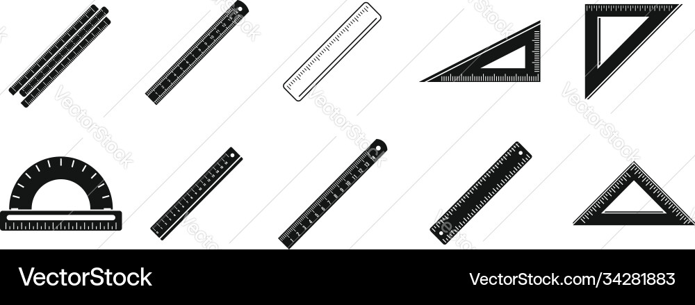 Ruler measure icons set simple style Ruler measure icons set simple style vector image