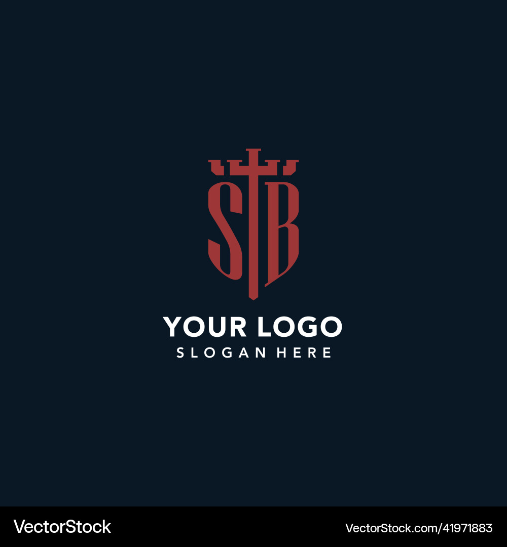 Sb initial monogram logos with sword and shield Vector Image