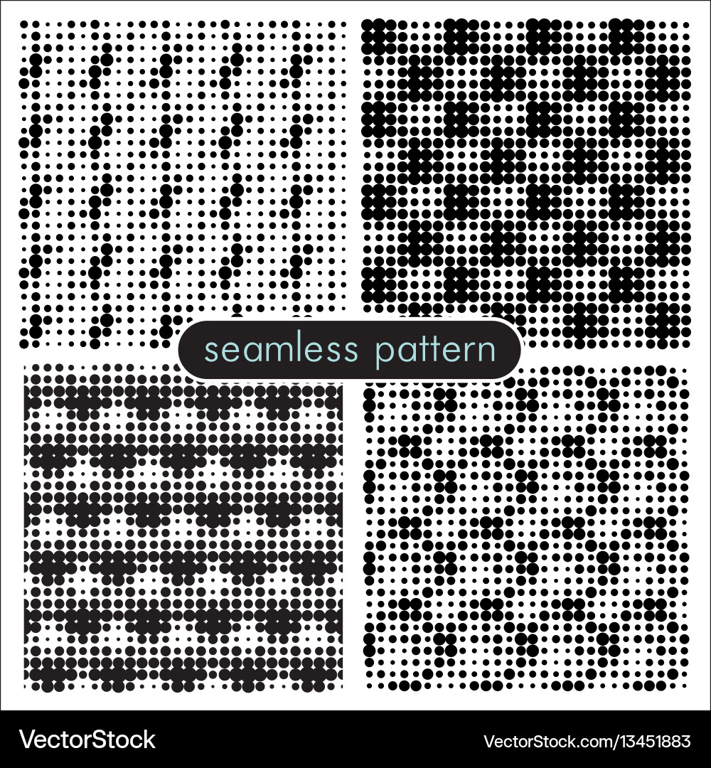 Seamless patterns with halftone dots 3 Vector Image