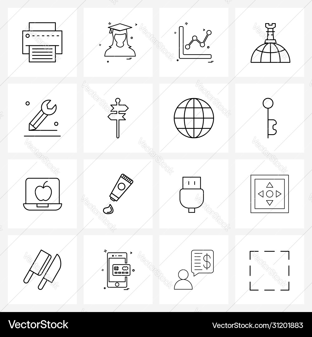 Set 16 ui icons and symbols for technical cad vector image