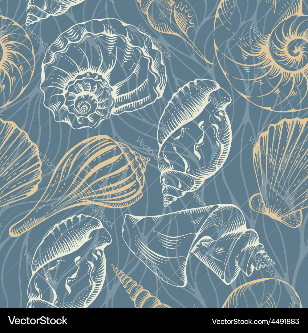 Shell seamless pattern Royalty Free Vector Image