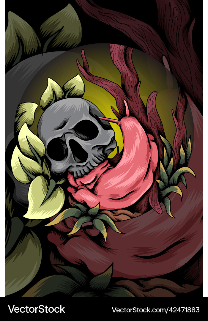 Snail with skull shell vector image