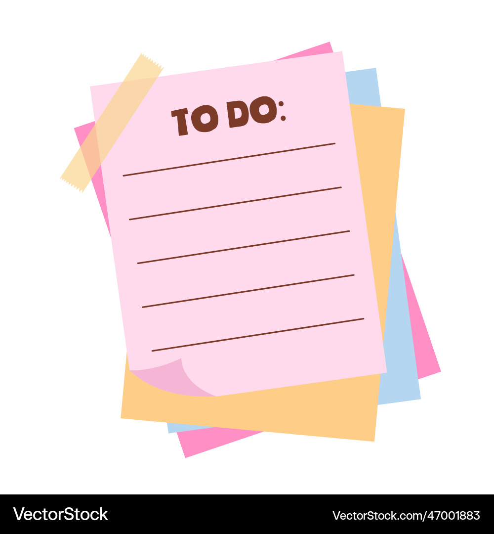 To do list paper sheets with sticky tape template To do list paper sheets with sticky tape template vector image
