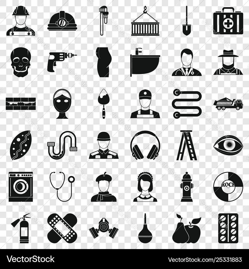 Useful profession icons set simple style Vector Image