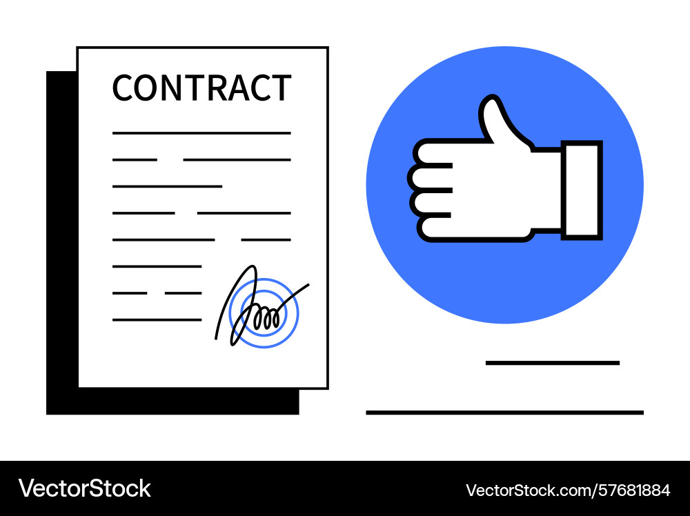 Contract agreement with signed document vector image