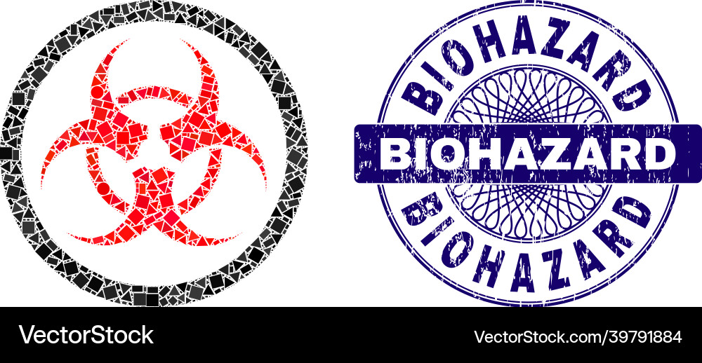 Distress biohazard stamp seal and geometric Distress biohazard stamp seal and geometric vector image