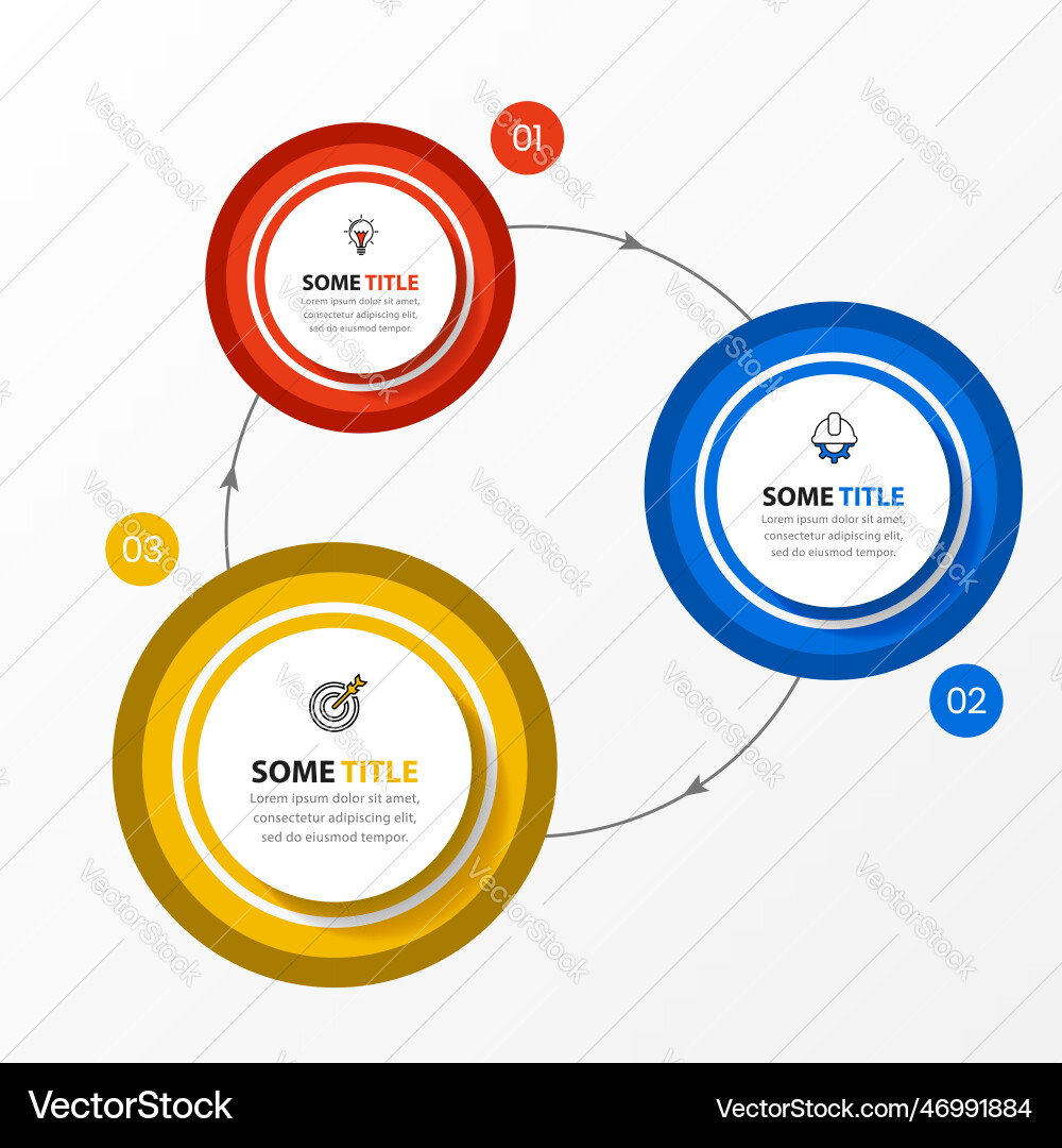 Infographic template 3 circles in a loop Vector Image