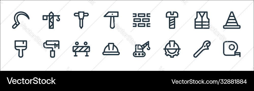 Labour day line icons linear set quality Labour day line icons linear set quality vector image