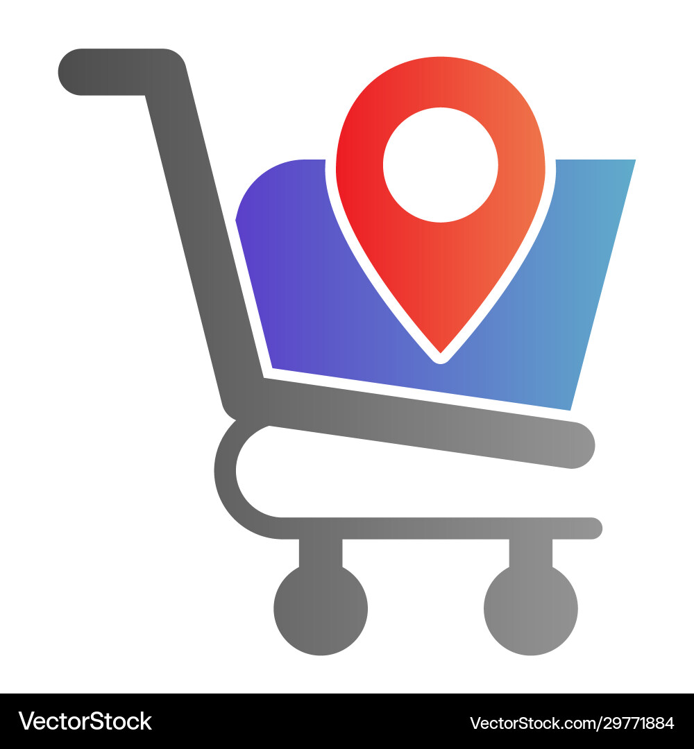 Map pointer with shopping cart flat icon Map pointer with shopping cart flat icon vector image