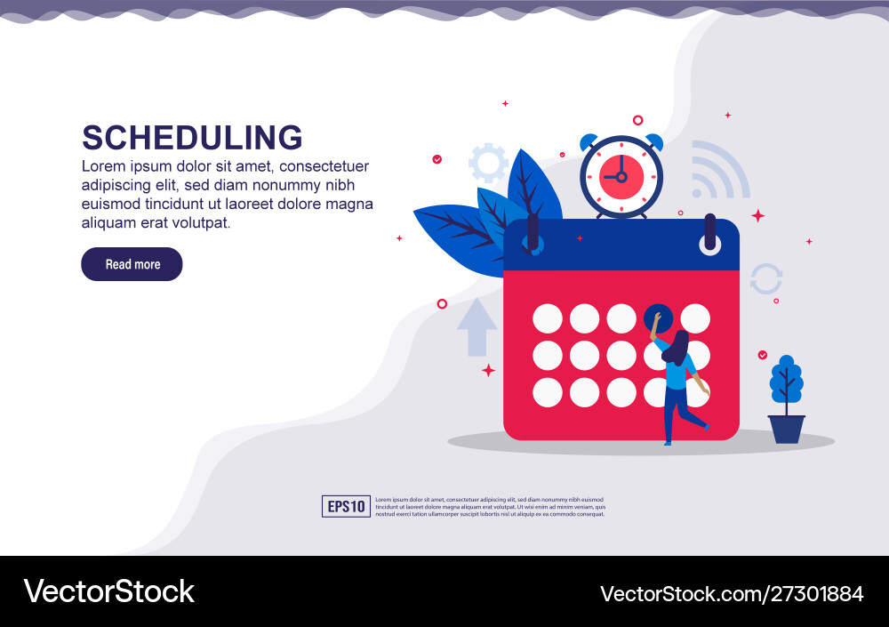 Scheduling time management concept with tiny Scheduling time management concept with tiny vector image
