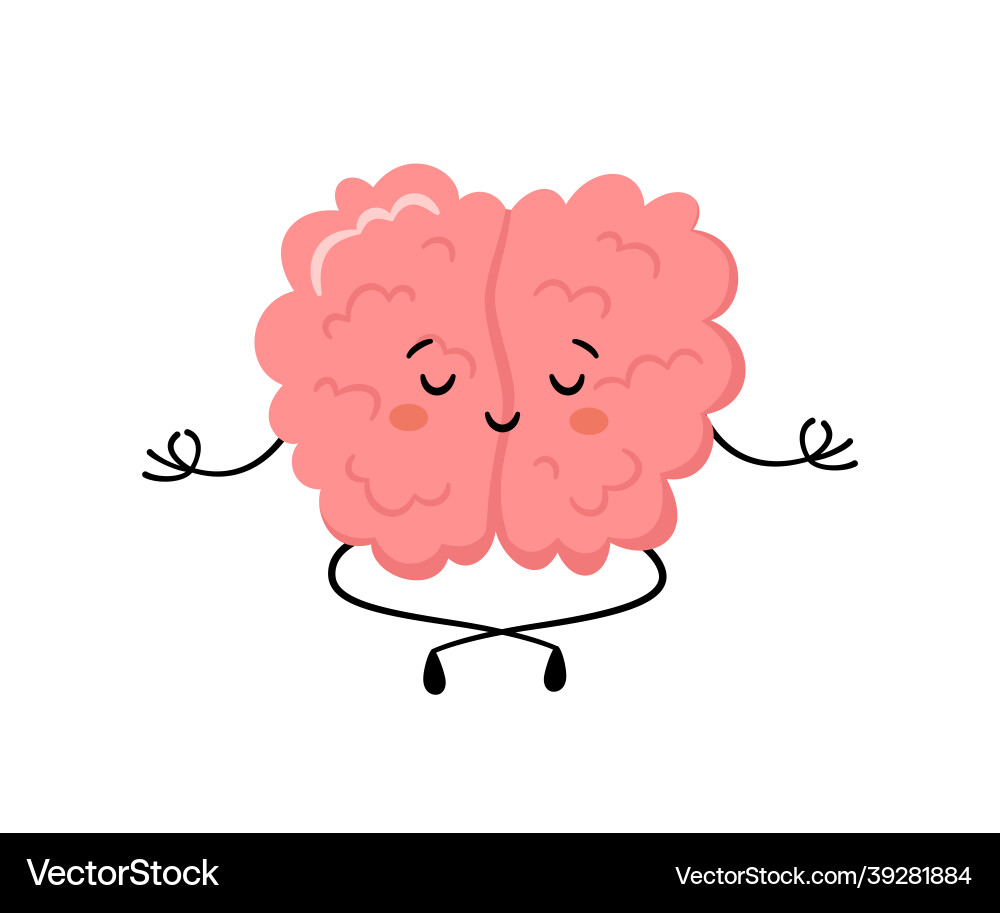 Süßes menschliches Gehirn in Yoga Pose kawaii gesund Süßes menschliches Gehirn in Yoga Pose kawaii gesund vektorbild