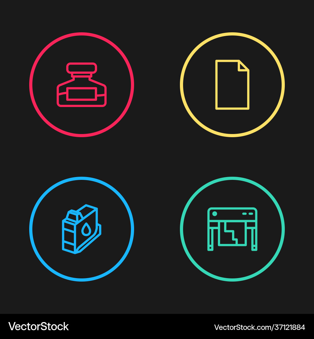 Set line printer ink cartridge plotter empty Vector Image