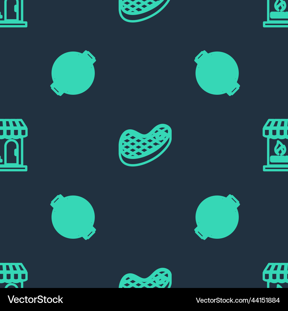 Set line steak meat barbecue grill and shopping Set line steak meat barbecue grill and shopping vector image