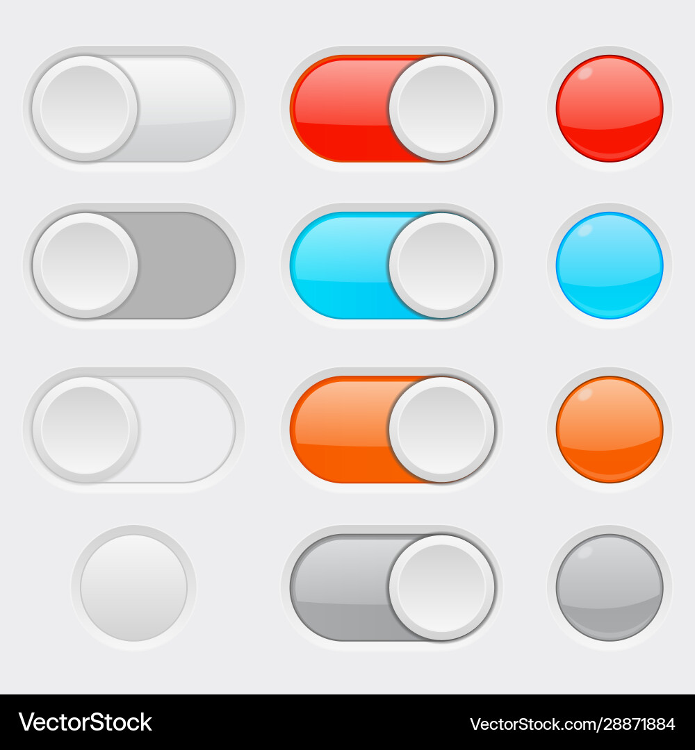 Toggle switch colored web buttons vector image