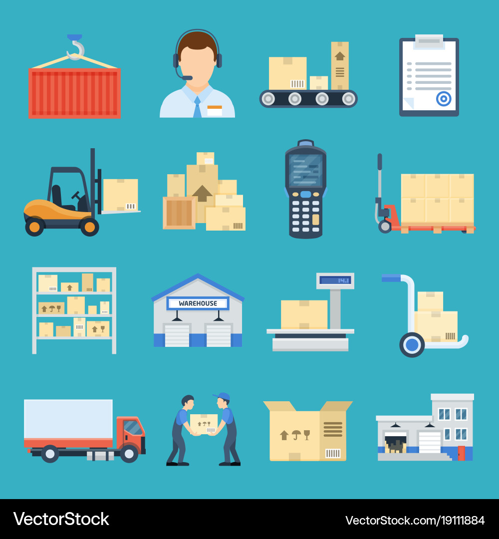 Warehouse and logistic set Royalty Free Vector Image