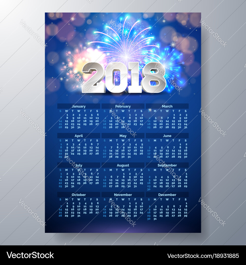 2018 calendar template with 3d number vector image