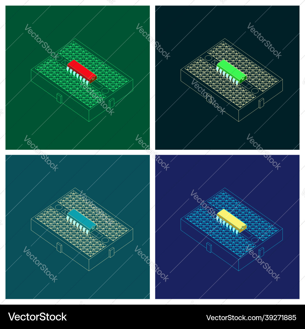 Breadboard with a microcontroller Vector Image