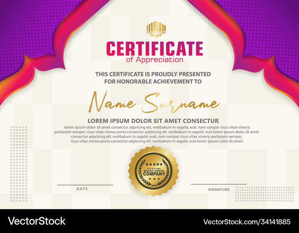 Certificate template with dynamic and futuristic Certificate template with dynamic and futuristic Vector Image