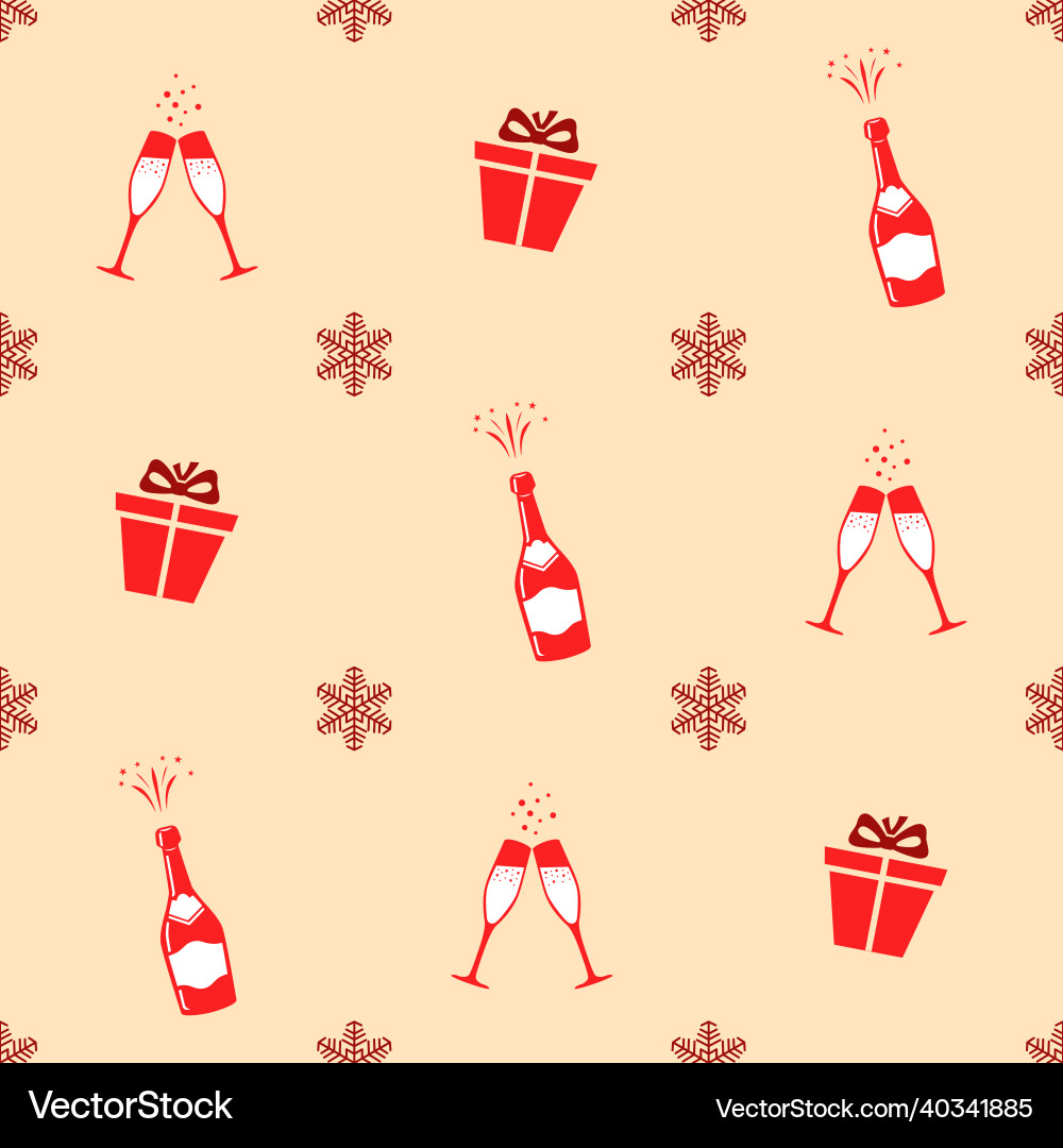 Christmas seamless pattern champagne bottles Vector Image