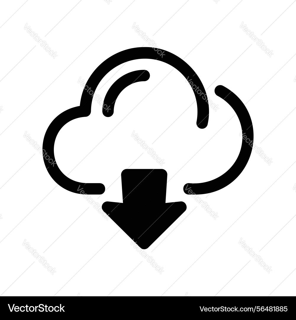 Cloud computing symbol with a downward pointing Cloud computing symbol with a downward pointing vector image