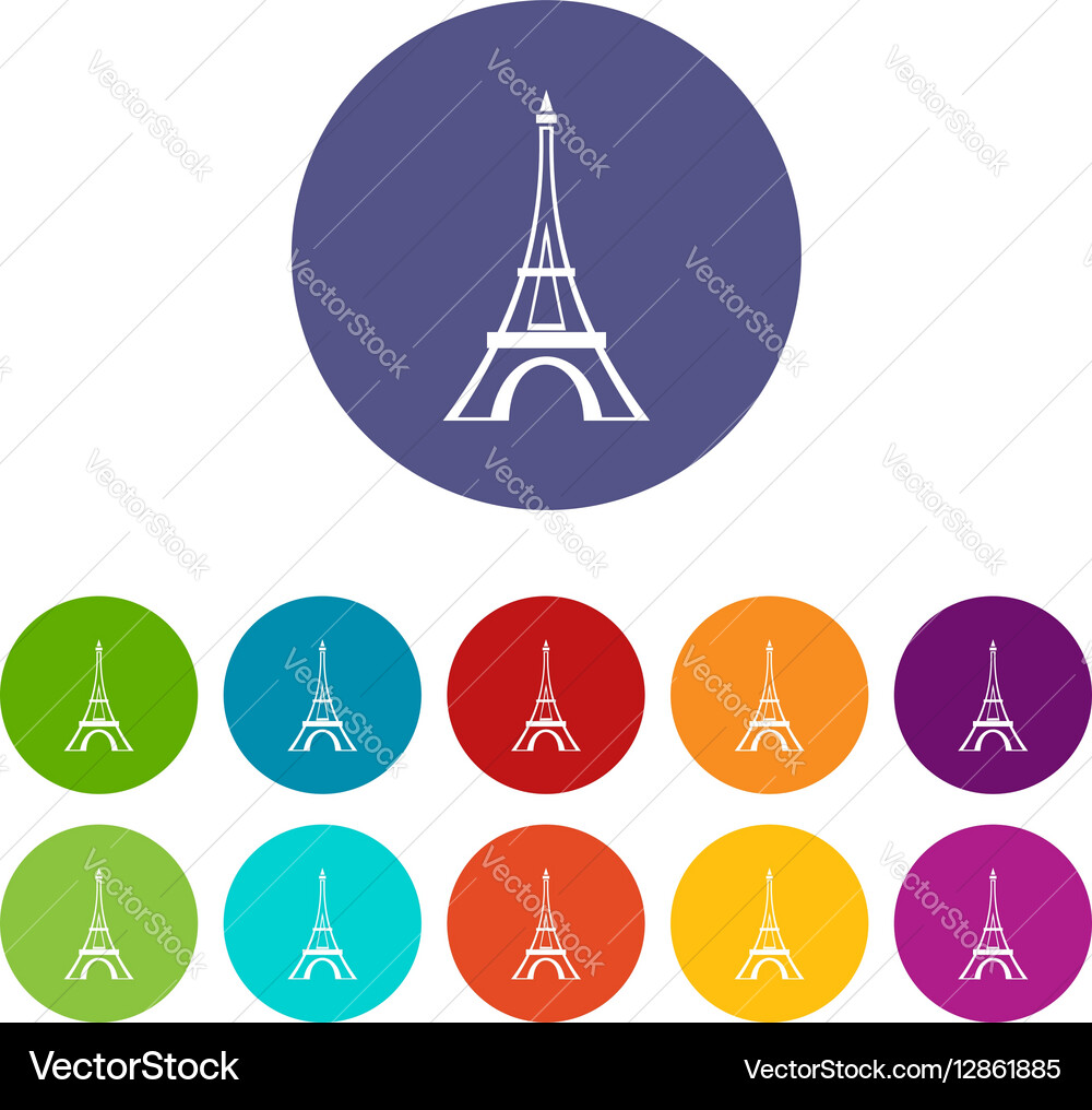 Eiffel tower set icons vector image