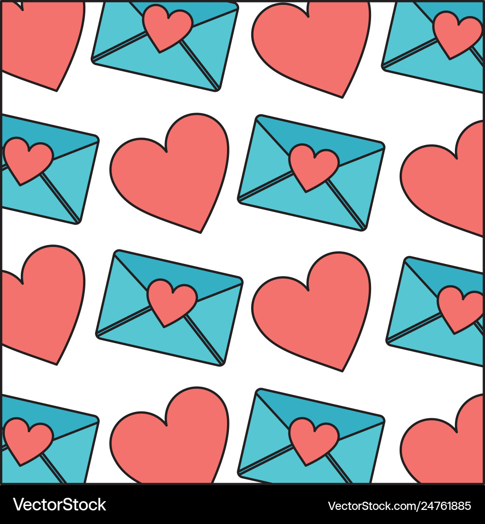 Envelope mail with heart pattern Vector Image